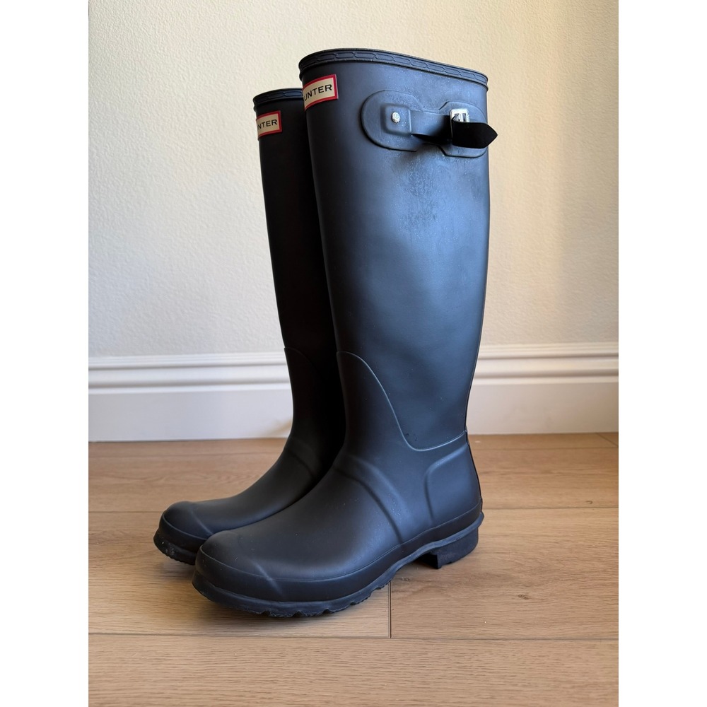Hunter Original Tall Matte Black Waterproof Rain Boots Womens Size 9 US 7 UK